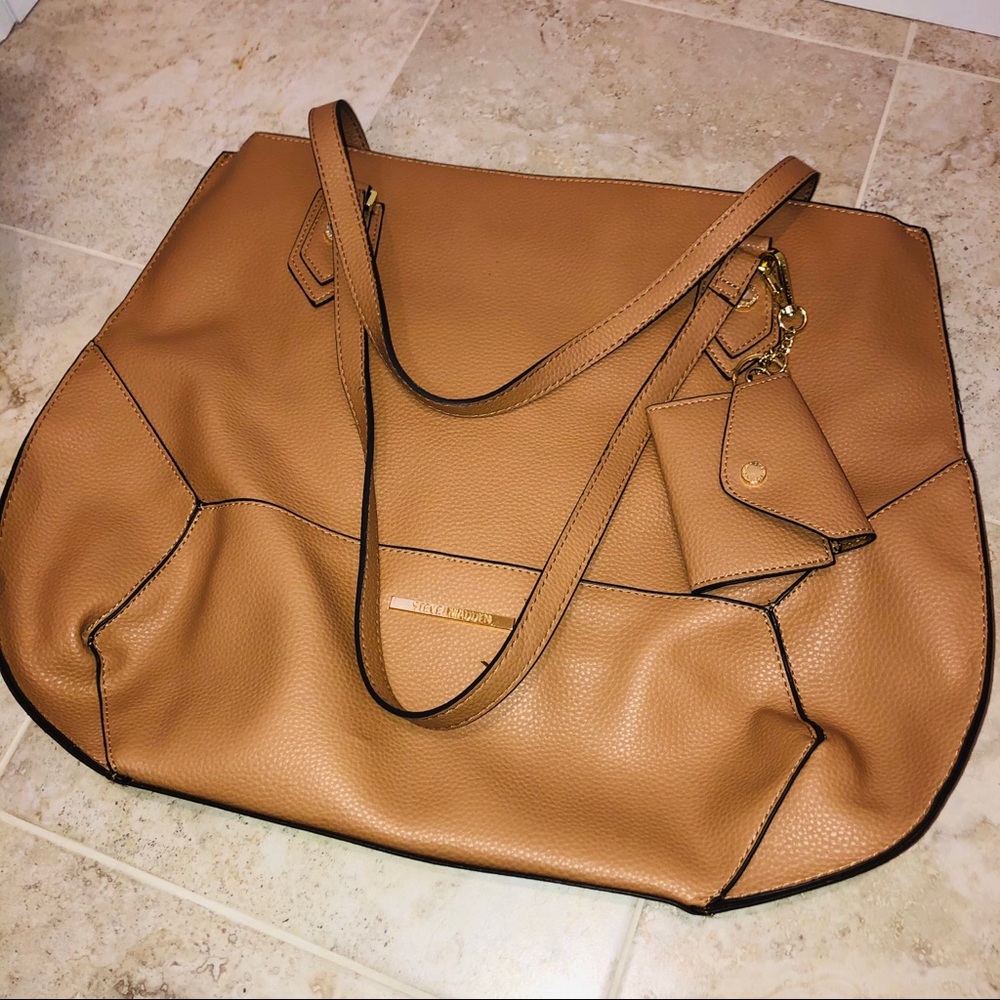 Steve Madden Tan Tote Bag Purse Large - Picture 2 of 9